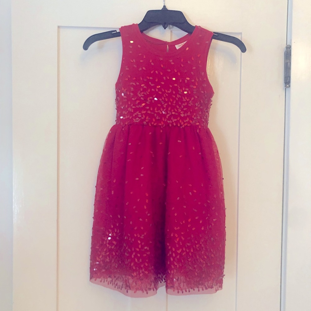 Cat & Jack sequined red party dress, girls 6/6x